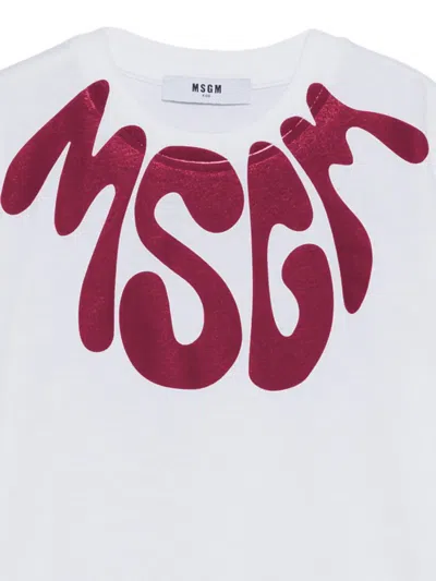 Msgm Logo-print Cotton T-shirt In White