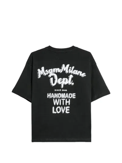 Msgm Logo-print Cotton T-shirt In Black