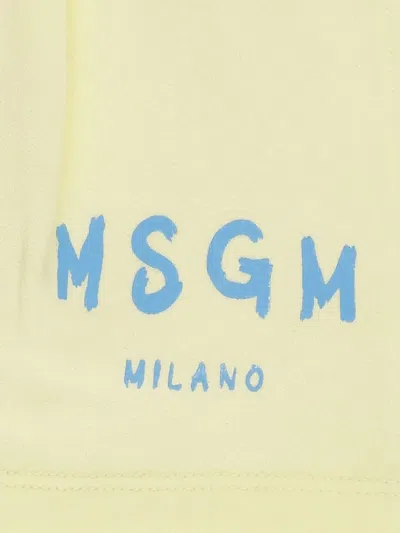 Msgm Logo-print Drawstring Shorts In Yellow