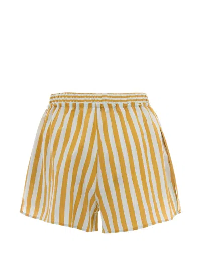 Sessun Agde Striped-pattern Drawstring Shorts In Yellow