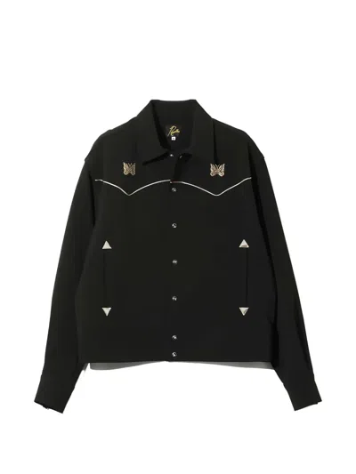 Needles Piping Cowboy Logo-embroidered Woven Jacket In Black