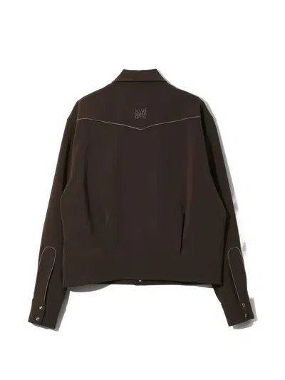 Needles Butterfly-embroidered Piped Jacket In Brown