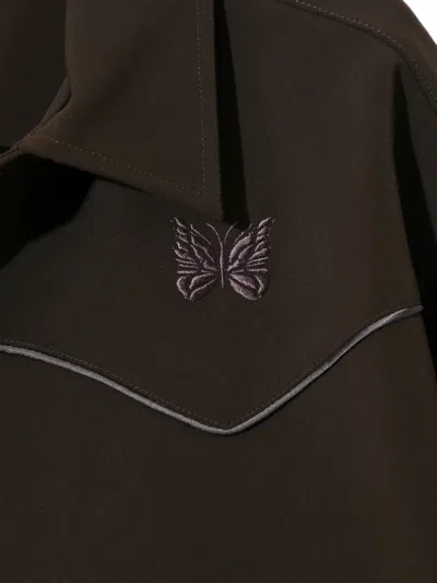 Needles Butterfly-embroidered Piped Jacket In Brown
