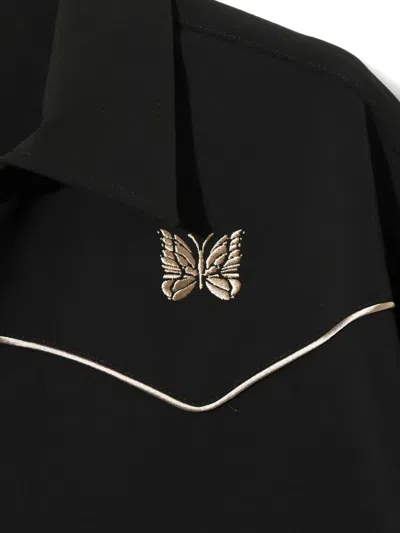 Needles Piping Cowboy Logo-embroidered Woven Jacket In Black