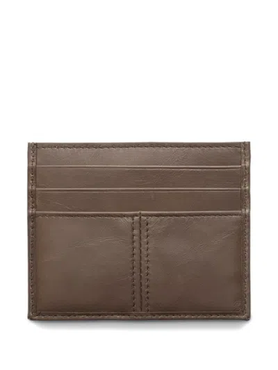 Prada Leather Card Holder In Gray