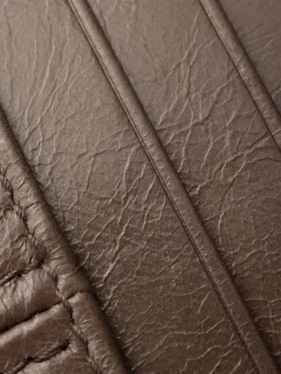 Prada Leather Card Holder In Gray