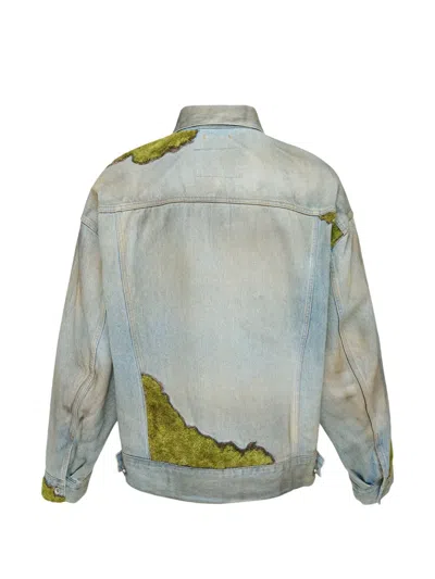 Doublet Moss-patchwork Denim Jacket In Blue