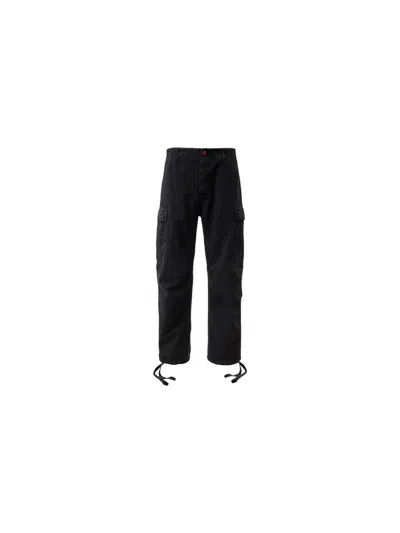 Hellstar Canvas Drawstring-cuff Cargo Pants In Black