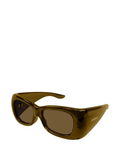 Saint Laurent Rectangle-frame Sunglasses In Brown