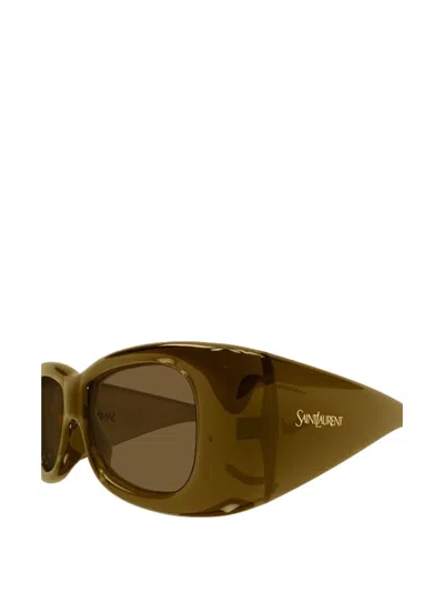 Saint Laurent Rectangle-frame Sunglasses In Brown