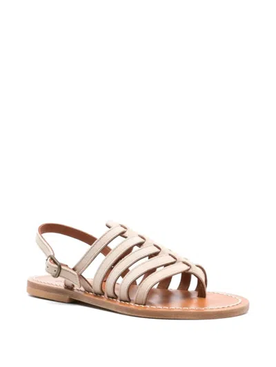 Kjacques Homere Leather Flat Sandals In Neutral