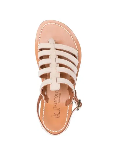 Kjacques Homere Leather Flat Sandals In Neutral