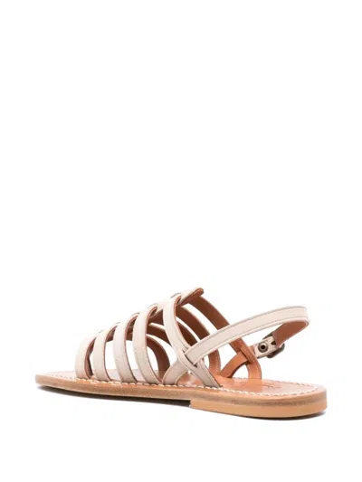 Kjacques Homere Leather Flat Sandals In Neutral
