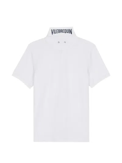 Vilebrequin Regular Fit Short Sleeve Linen Polo Shirt In White
