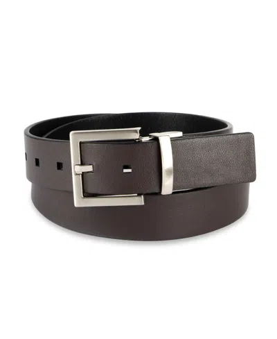 Calvin Klein Men's Reversible Rectangular Buckle Leather Belt In Black