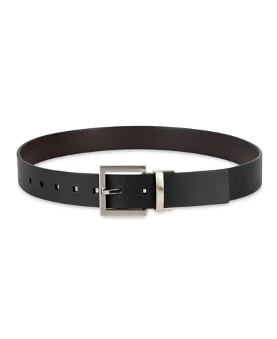 Calvin Klein Men's Reversible Rectangular Buckle Leather Belt In Black