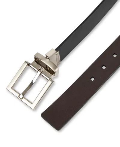 Calvin Klein Men's Reversible Rectangular Buckle Leather Belt In Black