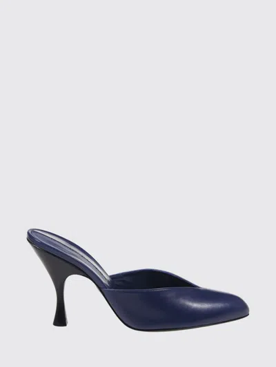 Herbert Levine Blue Sitting Pretty Leather Mules In Blue