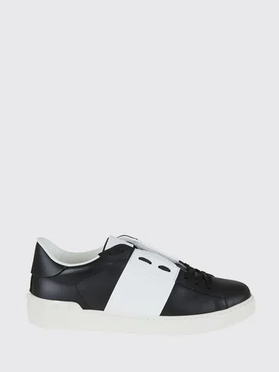 Valentino Garavani Open Leather Sneakers With Contrast Band And Stud Details Shoes In Black