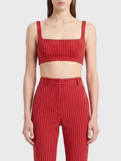 Oriane Embroidered Viscose-blend Mini Crop Top In Red