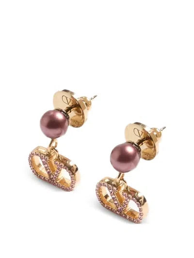 Valentino 브이로고 시그니처 메탈 펄 스와로브스키® 크리스털 이어링 In Multi