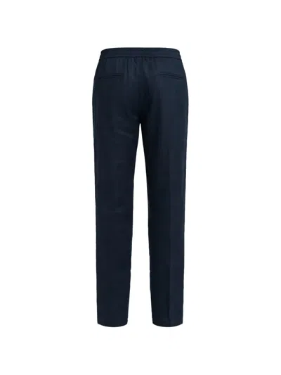 Michael Coal 드로스트링 리넨 팬츠 In Blue