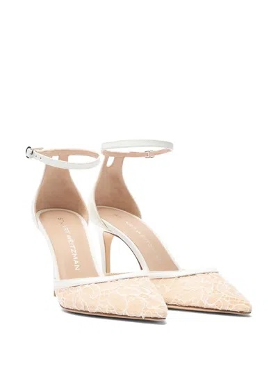 Stuart Weitzman Stuart Power Strap 85 Lace-mesh Pumps In Multi