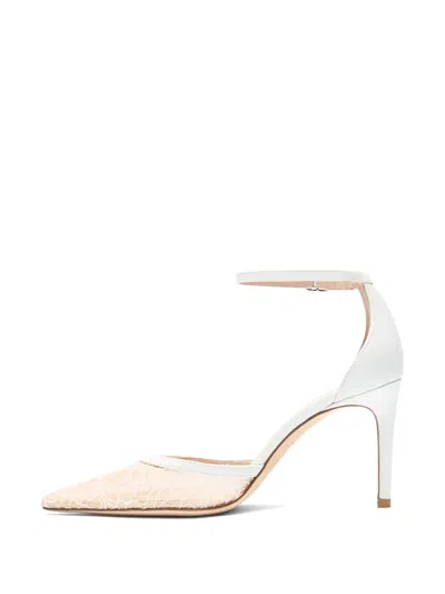 Stuart Weitzman Stuart Power Strap 85 Lace-mesh Pumps In Multi