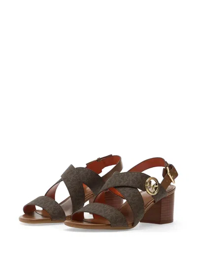 Michael Kors Logo-plaque Crossover-strap Sandals In Multi