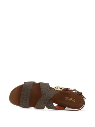 Michael Kors Logo-plaque Crossover-strap Sandals In Multi