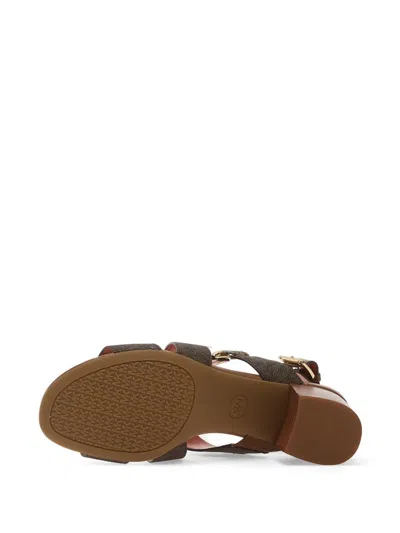 Michael Kors Logo-plaque Crossover-strap Sandals In Multi