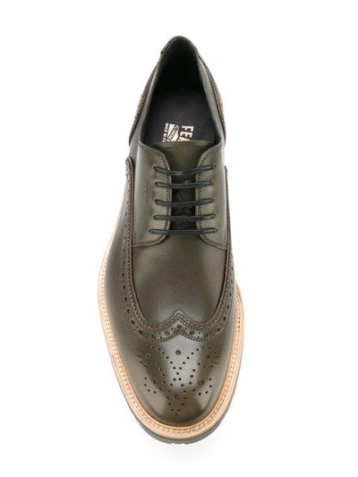 Shop Ferragamo Rubber Sole Brogues In Green