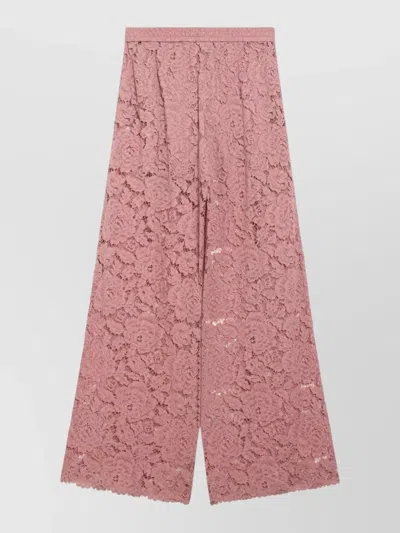 Dolce & Gabbana Lace Shorts Elastic Waistband Scalloped Hem In Pink