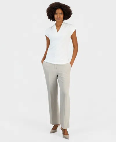 Kasper Petite V-neck Pull-on Blouse In White