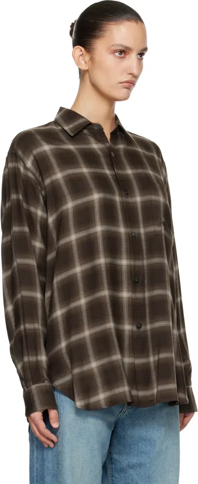 Ssstein Brown Check Oversized Ls Shirt In Pattern