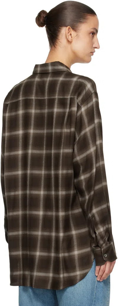 Ssstein Brown Check Oversized Ls Shirt In Pattern