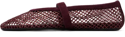 Alaïa Patent Leather-trimmed Mesh Ballet Flats In Brown