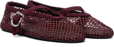 Alaïa Patent Leather-trimmed Mesh Ballet Flats In Brown