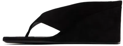 Alaïa Alaia Black Suede Goat Leather Wedge Thong Mules In Black