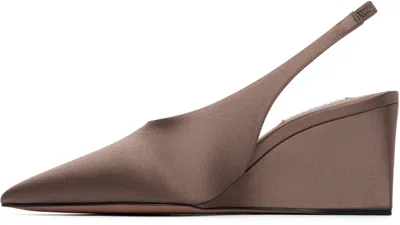 Alaïa Cube 75 Satin Slingback Wedge Pumps In Burgundy