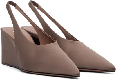 Alaïa Cube 75 Satin Slingback Wedge Pumps In Burgundy