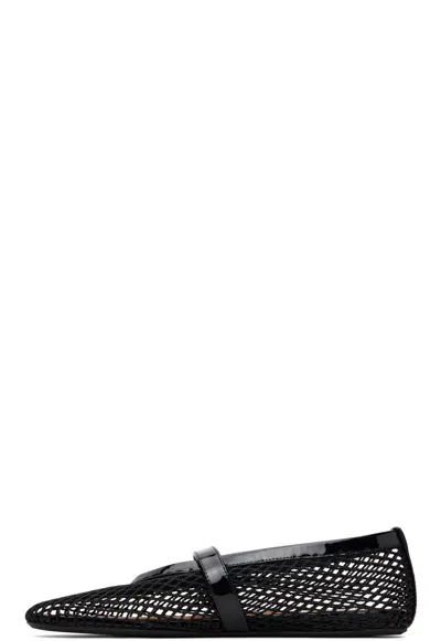 Alaïa Alaia Women Ballet Flats Mesh Ballerinas With Patent Leather Profiles In Black