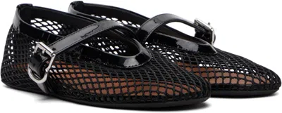 Alaïa Alaia Women Ballet Flats Mesh Ballerinas With Patent Leather Profiles In Black