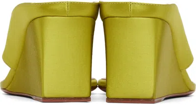 Alaïa Cube Satin Wedge Thong Sandals In Green