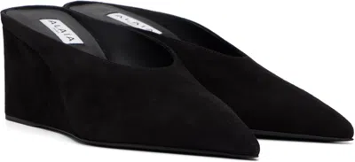 Alaïa Alaia Black Velvet Cube-heeled Mule Women In Black