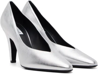 Alaïa Silver Cone Heels In Silver