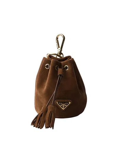 Prada Mini Icon Suede Keychain Charm In Pattern