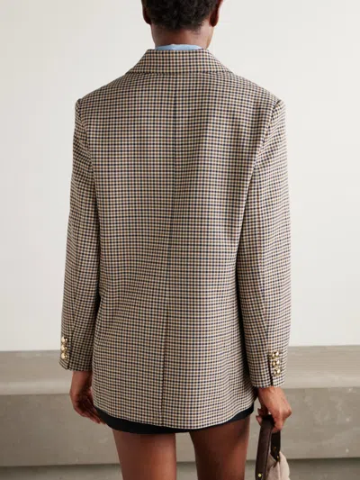 Frame Houndstooth Suit Jacket In Brown