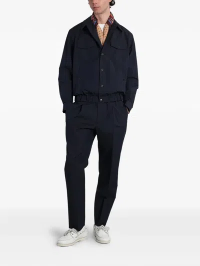Greyed Elasticated-hem Jacket In Blue