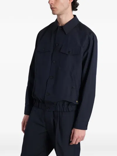 Greyed Elasticated-hem Jacket In Blue